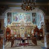 The iconostasis in the St Nicholas Cathedral. The iconostasis is a wall of icons and religious paintings in Eastern Christianity.