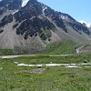 At this place small stream called Turistov river forks from the Left Talgar. Following the stream you can get to the Issyk Kul Lake in Kirghistan. The path leads across the Turistov Pass, a 3,960-metre shortcut over the glacier, followed by the ice-free Ozyorniy Pass (3,900 m).