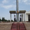 A 45-meter high flagpole with the huge waving flag of Kyrgyzstan is installed on the Ala-Too Square and guarded by soldiers.