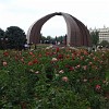 Immense yurt-shaped monument erected on 40th anniversary of end of WWII on Victory Square.