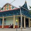 The impressive wooden mosque was built without metal nails by the Dungan people. Dungans are Muslim people of Chinese origin, which settled in the countries of central Asia.