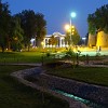 The Victory Park in Khudjand. Next to the park are the remains of the old citadel rebuilt in the 13th century, and now being reconstructed.