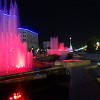 Dushanbe by night: illuminated fountains.