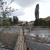 A rickety bridge in the village Mogien. It is a wonder that this unstable construction survived the high tide in river caused by snow melt in spring.