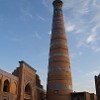 The Islam Khoja complex includes a minaret and a medressa. The minaret is 57 m high and 10 m wide at its base.