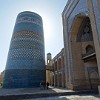 The Kalta Minor minaret is an iconic symbol of Khiva, mainly because of it's exquisite blue and green tile work and the fact that it remains unfinished. According to the legend the khan from Khiva intended to build a a minaret from the top of which he could see to Buchara, 400 km away. After his death in 1855 the construction works came to a halt.